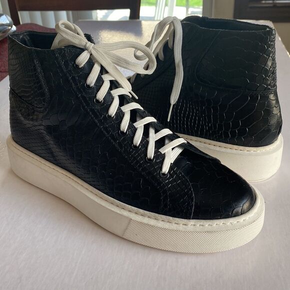 LEMAJ RAYMON Men’s Black Leather Sneakers Size 10. Made in Italy - Picture 7 of 9